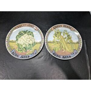 Baum Brothers Formalities King Seed‎ Plates Set, Green Beans & Cauliflower, 8"
